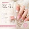 24pcs Long Square Press On Nails, Classic White French & 3D Butterfly, Flower, Artificial Pearls Ornament Design Fake Nails, Contain 1pc Jelly Glue And 1pc Nail File, For Daily Wear By Women And Girls