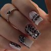 24 Pieces of Gray Leopard Print Spliced Wearable Nail for Autumn and Winter, High-end Nail Art, Fake Nail, Short Square Wearable Nail Piece