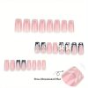 3 24 Pcs Set French 3D Water Ripple Wearable Nail, 3D Bow Pearl Nail Art, Sparkling Diamond Star Fake Nail Patch, Daily Wearable Nail Art, Student Nail Art, DIY Reusable At Home, 2-minute Wearable Nail Art for Holiday Gifts