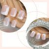 French Nude Color White Wearing Nail, Short Square Irregular Flowing White Edge, Women's Wearable Nail Art, 24 Pieces of Nail Plates