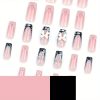 4 24 Pcs Set French 3D Water Ripple Wearable Nail, 3D Bow Pearl Nail Art, Sparkling Diamond Star Fake Nail Patch, Daily Wearable Nail Art, Student Nail Art, DIY Reusable At Home, 2-minute Wearable Nail Art for Holiday Gifts