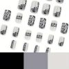 24 Pieces of Gray Leopard Print Spliced Wearable Nail for Autumn and Winter, High-end Nail Art, Fake Nail, Short Square Wearable Nail Piece